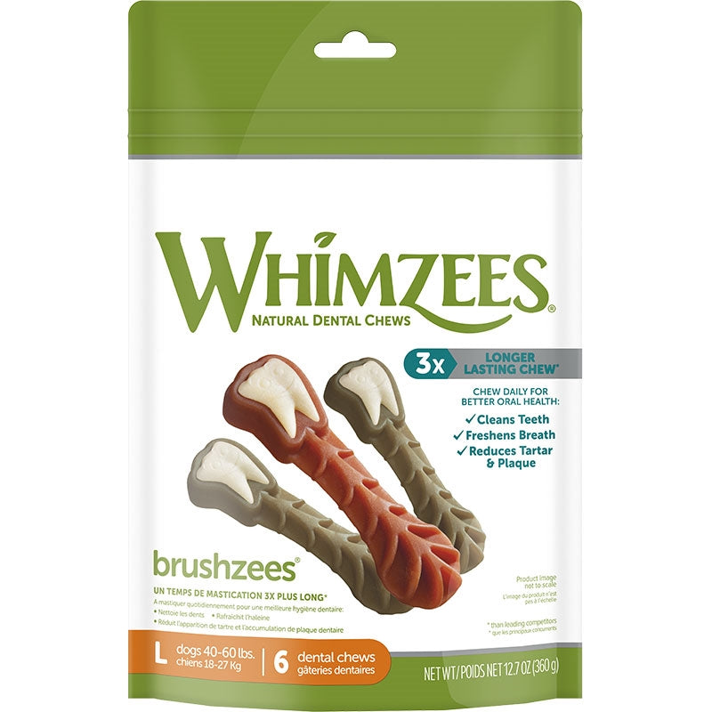 WHIMZEES Brushzees Large Dental Chews - 12.99 oz Bag: Natural Dental Care with Fun, Effective Design